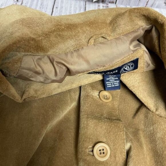 VENEZIA Womens Suede Leather Jacket Size 14/16 Beige Button Down‎ - Picture 6 of 12